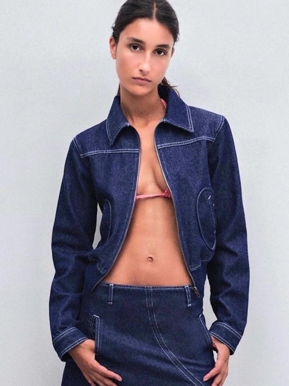 GIMAGUAS OAHU Blue Denim Zip Front JACKET size S
